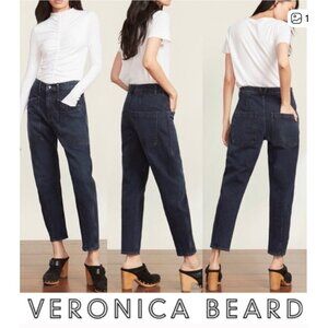 Veronica Beard Charlie Barrel Legs Jeans Womens 25 Dark Wash Blue High Rise